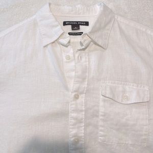 Michael Kors Tailored Classic Fit Linen White button down